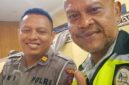 Kanit GAKUM Satlantas Polresta Cirebon, Iptu Mei Hadi Kusuma, Bersama Dedi Djunaidi pengurus SISKOM-PN Cirebon.