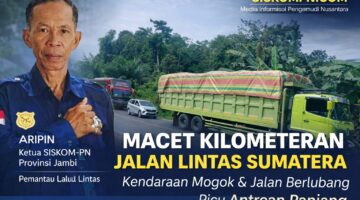 Kemacetan Jalan Lintas Sumatera di Musi Banyuasin Picu Antrean Kendaraan