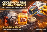 Ilustrasi ini menekankan pentingnya pengecekan minyak rem secara berkala untuk menjaga performa pengereman tetap optimal. Cairan rem yang berkualitas dan tidak tercampur kotoran mampu mencegah risiko rem blong saat berkendara. Pengemudi perlu memastikan kondisi minyak rem selalu dalam batas aman serta menggantinya tepat waktu demi keselamatan di jalan raya.