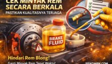 Ilustrasi ini menekankan pentingnya pengecekan minyak rem secara berkala untuk menjaga performa pengereman tetap optimal. Cairan rem yang berkualitas dan tidak tercampur kotoran mampu mencegah risiko rem blong saat berkendara. Pengemudi perlu memastikan kondisi minyak rem selalu dalam batas aman serta menggantinya tepat waktu demi keselamatan di jalan raya.
