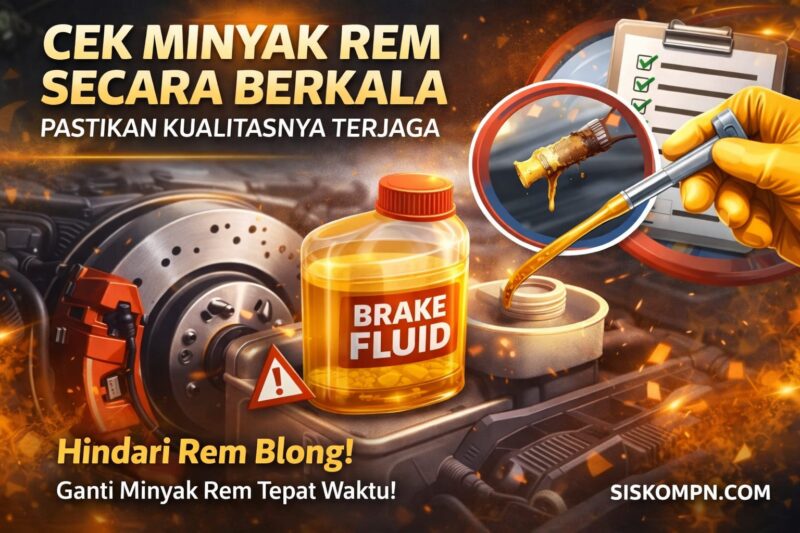 Ilustrasi ini menekankan pentingnya pengecekan minyak rem secara berkala untuk menjaga performa pengereman tetap optimal. Cairan rem yang berkualitas dan tidak tercampur kotoran mampu mencegah risiko rem blong saat berkendara. Pengemudi perlu memastikan kondisi minyak rem selalu dalam batas aman serta menggantinya tepat waktu demi keselamatan di jalan raya.