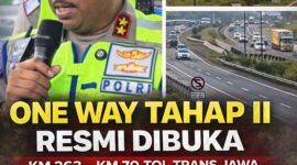 Penerapan one way tahap II di Tol Trans Jawa resmi dibuka untuk mengurai lonjakan arus balik Lebaran 2026. Korlantas Polri memprioritaskan kendaraan menuju Jakarta agar perjalanan lebih lancar, aman, dan terkendali di tengah meningkatnya volume lalu lintas.