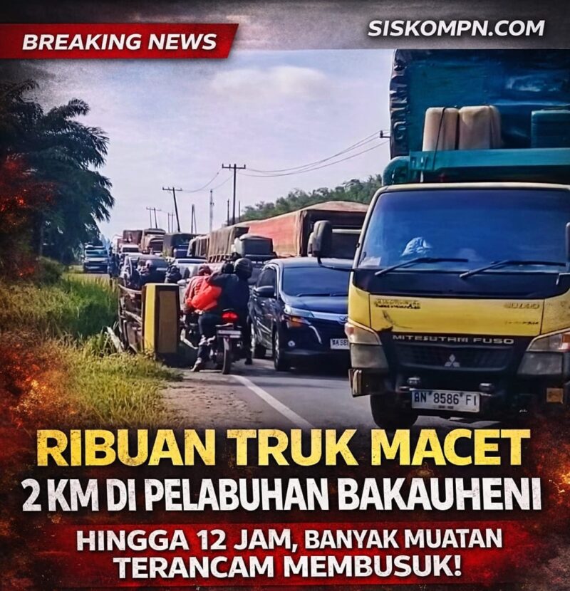 Kemacetan panjang kendaraan logistik menuju Pelabuhan Bakauheni mencapai sekitar 2 kilometer. Ribuan truk tertahan berjam-jam, menyebabkan antrean padat dan menghambat distribusi barang serta aktivitas transportasi di jalur utama tersebut.