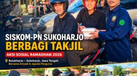 Suasana kebersamaan terlihat saat anggota SISKOM-PN Sukoharjo membagikan takjil kepada pengguna jalan. Antusiasme masyarakat menunjukkan apresiasi terhadap kegiatan sosial yang dilakukan organisasi. (Dok. SISKOMPN.COM)
