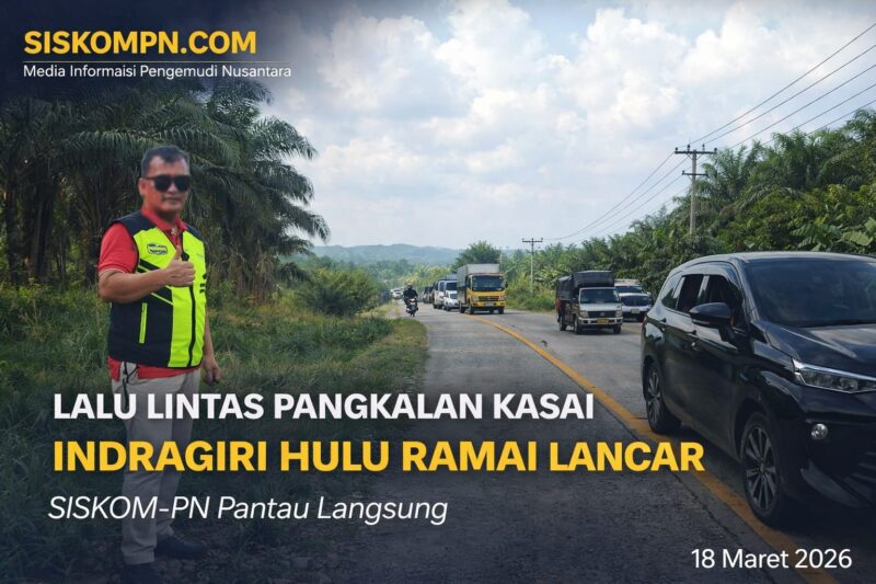 SISKOMPN.COM – Rabu, 18 Maret 2026 pukul 16.00 WIB, Arus lalu lintas di wilayah Pangkalan Kasai, Kecamatan Seberida, Kabupaten Indragiri Hulu, Riau terpantau ramai lancar. Kondisi ini dilaporkan langsung oleh Dedi Natario Putra selaku Ketua SISKOM-PN Kabupaten Indragiri Hulu.