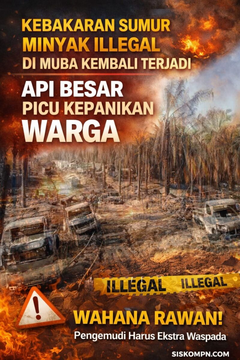Kondisi lokasi kebakaran sumur minyak ilegal di Musi Banyuasin terlihat memprihatinkan, dengan sejumlah kendaraan hangus dan lahan rusak parah. Sisa api dan asap masih tampak di area perkebunan, menandakan besarnya dampak kejadian. Peristiwa ini menjadi peringatan serius bagi masyarakat dan pengemudi untuk meningkatkan kewaspadaan di wilayah rawan.