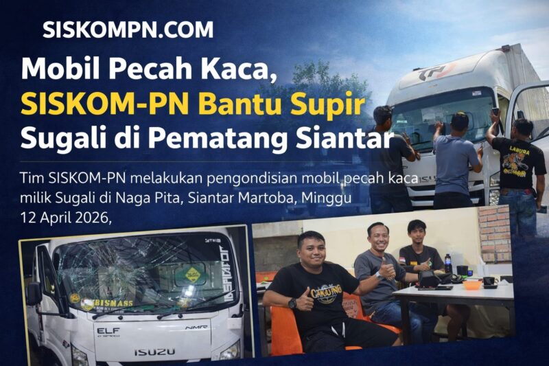 Pengondisian Mobil Pecah Kaca SISKOM-PN di Simalungun, Supir Sugali Terbantu