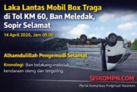laka lantas mobil box traga km 60 akibat ban meledak