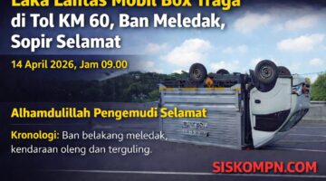 laka lantas mobil box traga km 60 akibat ban meledak