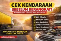 Pengemudi wajib melakukan pengecekan kendaraan seperti oli, rem, dan ban sebelum berangkat demi keselamatan di jalan.