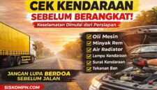 Pengemudi wajib melakukan pengecekan kendaraan seperti oli, rem, dan ban sebelum berangkat demi keselamatan di jalan.
