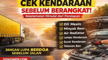 Pengemudi wajib melakukan pengecekan kendaraan seperti oli, rem, dan ban sebelum berangkat demi keselamatan di jalan.