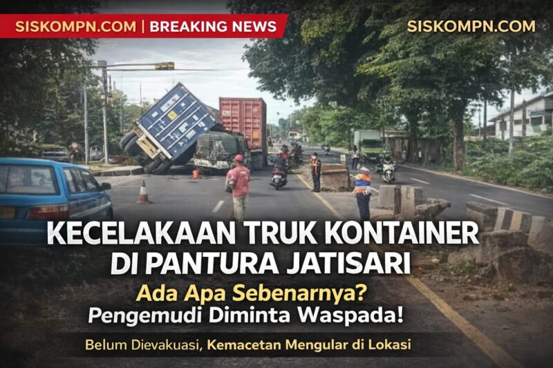 Kecelakaan Truk Kontainer di Pantura Jatisari, Pengemudi Diminta Waspada
