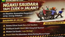 Saudara Tapi Cuek di Jalan?” menampilkan ilustrasi beberapa orang mendorong gerobak dengan peran berbeda, menggambarkan realita solidaritas komunitas pengemudi yang tidak merata, ada yang membantu, ada yang hanya menikmati, dan ada yang menjadi beban.