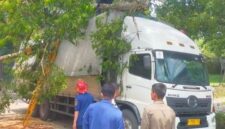 Pohon tumbang Ciawi di Jalan Raya Ciawi–Sukabumi menimpa mobil dan truk. Dua pengemudi terluka ringan, petugas lakukan evakuasi di lokasi.