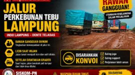 jalur perkebunan tebu Lampung licin dan rawan gangguan bagi sopir truk