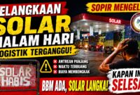 kelangkaan solar malam hari menyebabkan antrean panjang sopir logistik di SPBU