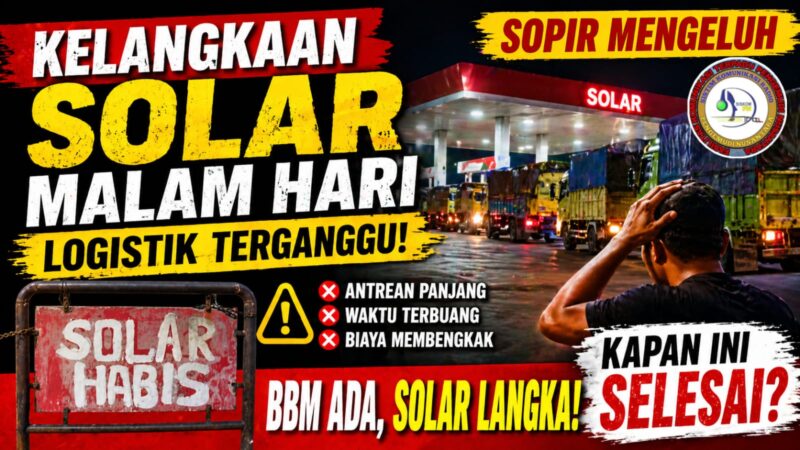 kelangkaan solar malam hari menyebabkan antrean panjang sopir logistik di SPBU