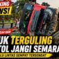 Kecelakaan truk tol jangli semarang terguling akibat pecah ban