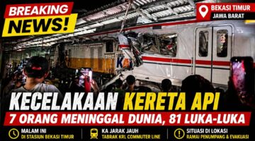 Kondisi rangkaian KRL usai kecelakaan kereta api di Stasiun Bekasi Timur yang menyebabkan korban jiwa dan luka-luka.