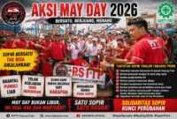 solidaritas sopir angkutan barang dalam aksi May Day di Tanjung Priok Jakarta