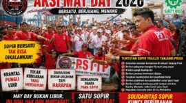 solidaritas sopir angkutan barang dalam aksi May Day di Tanjung Priok Jakarta