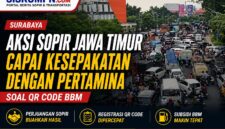 Suasana aksi sopir logistik di Surabaya yang berujung kesepakatan dengan Pertamina
