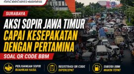 Suasana aksi sopir logistik di Surabaya yang berujung kesepakatan dengan Pertamina