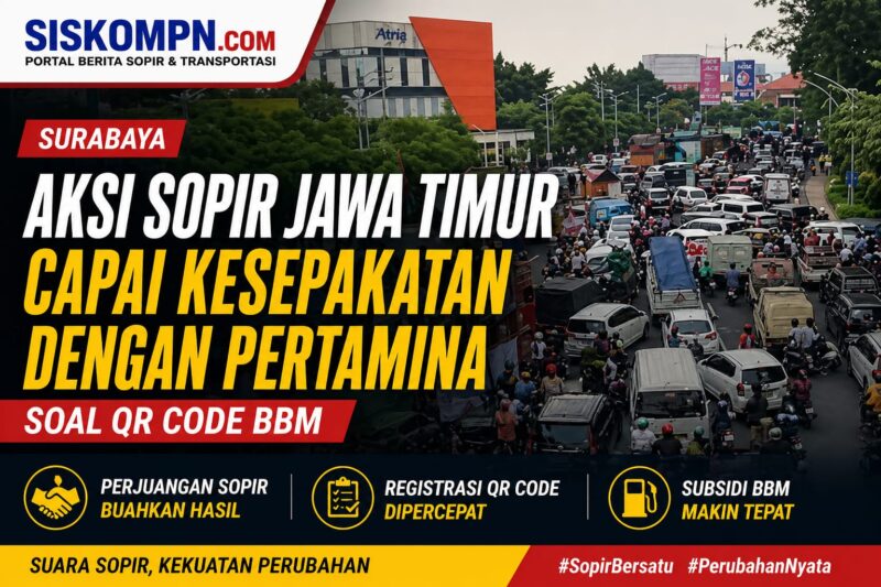 Suasana aksi sopir logistik di Surabaya yang berujung kesepakatan dengan Pertamina