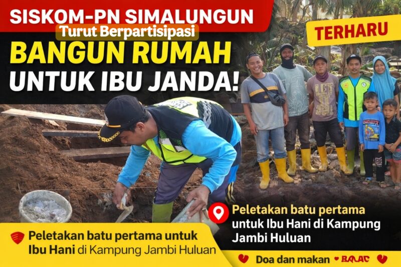 SISKOM-PN Simalungun Hadiri Peletakan Batu Pertama Rumah Warga di Kampung Jambi Huluan