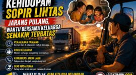 Sopir lintas mengemudi truk jarak jauh sambil merindukan keluarga karena jarang pulang ke rumah