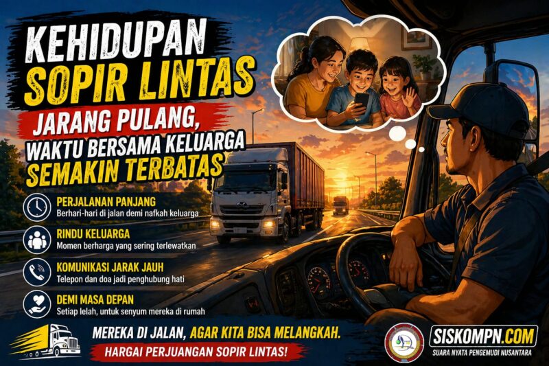 Sopir lintas mengemudi truk jarak jauh sambil merindukan keluarga karena jarang pulang ke rumah