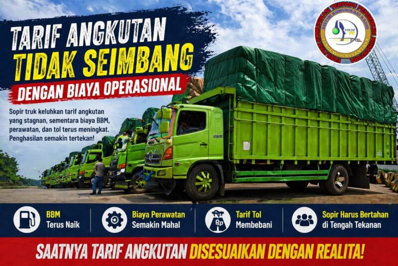Sejumlah truk logistik terparkir dengan muatan tertutup terpal di area distribusi. Sopir truk mengeluhkan tarif angkutan yang tidak seimbang dengan biaya operasional yang terus meningkat. Foto: ANTARA FOTO