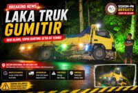 Laka truk Gumitir Banyuwangi akibat rem blong, truk cold diesel menabrak tebing di Jalan Nasional III KM 238 Kalibaru malam hari