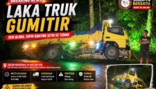 Laka truk Gumitir Banyuwangi akibat rem blong, truk cold diesel menabrak tebing di Jalan Nasional III KM 238 Kalibaru malam hari