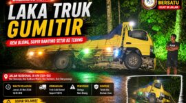 Laka truk Gumitir Banyuwangi akibat rem blong, truk cold diesel menabrak tebing di Jalan Nasional III KM 238 Kalibaru malam hari