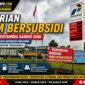 Antrian BBM bersubsidi di SPBU Kandis Siak menyebabkan kendaraan logistik mengular hingga ke jalan.